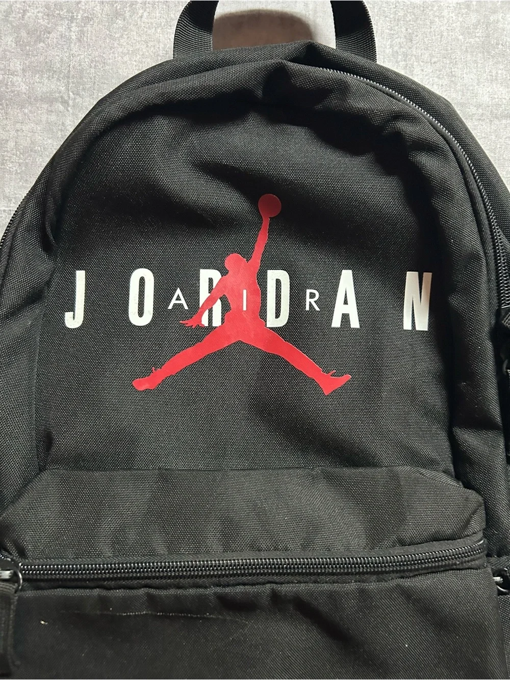 Jordan Black Backpack with Red Jumpman and White Lettering